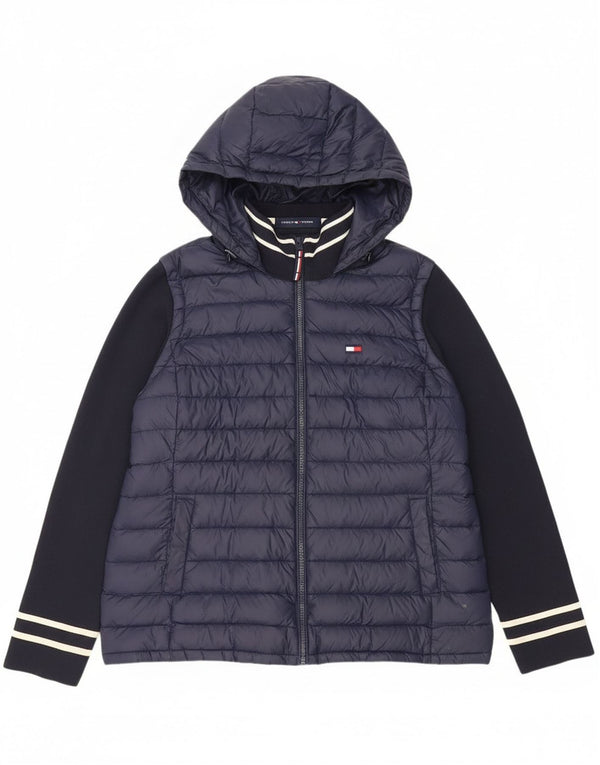 Giacca imbottita con cappuccio da uomo Tommy Hilfiger UK 42 XL Nylon blu navy