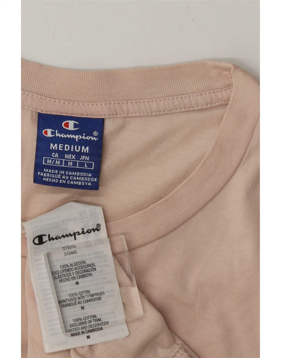 T-shirt grafica da uomo Champion Top in cotone rosa medio