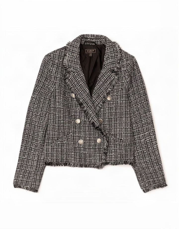 Giacca blazer doppiopetto da donna Lipsy UK 12 media nera screziata