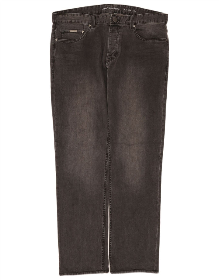Jeans slim da uomo Calvin Klein W36 L34 cotone grigio