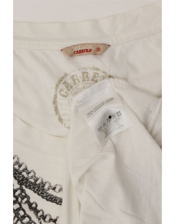 Canotta grafica da donna Carrera UK 10 piccola in cotone bianco