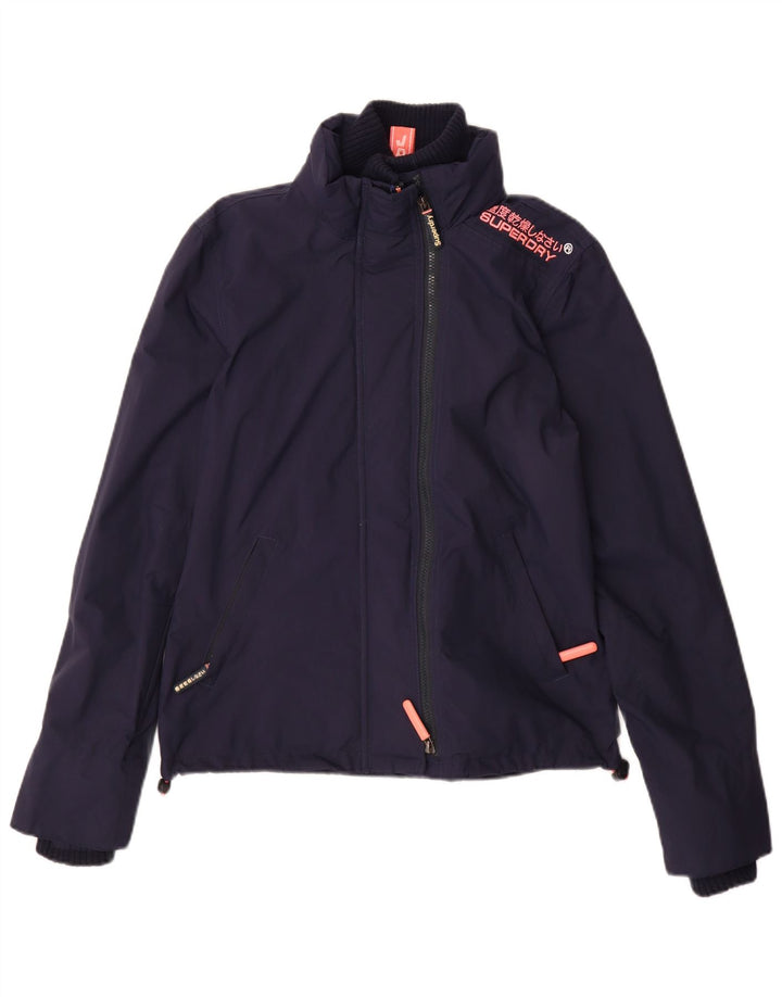 Giacca a vento da donna Superdry Windcheater UK 10 Small in nylon blu navy