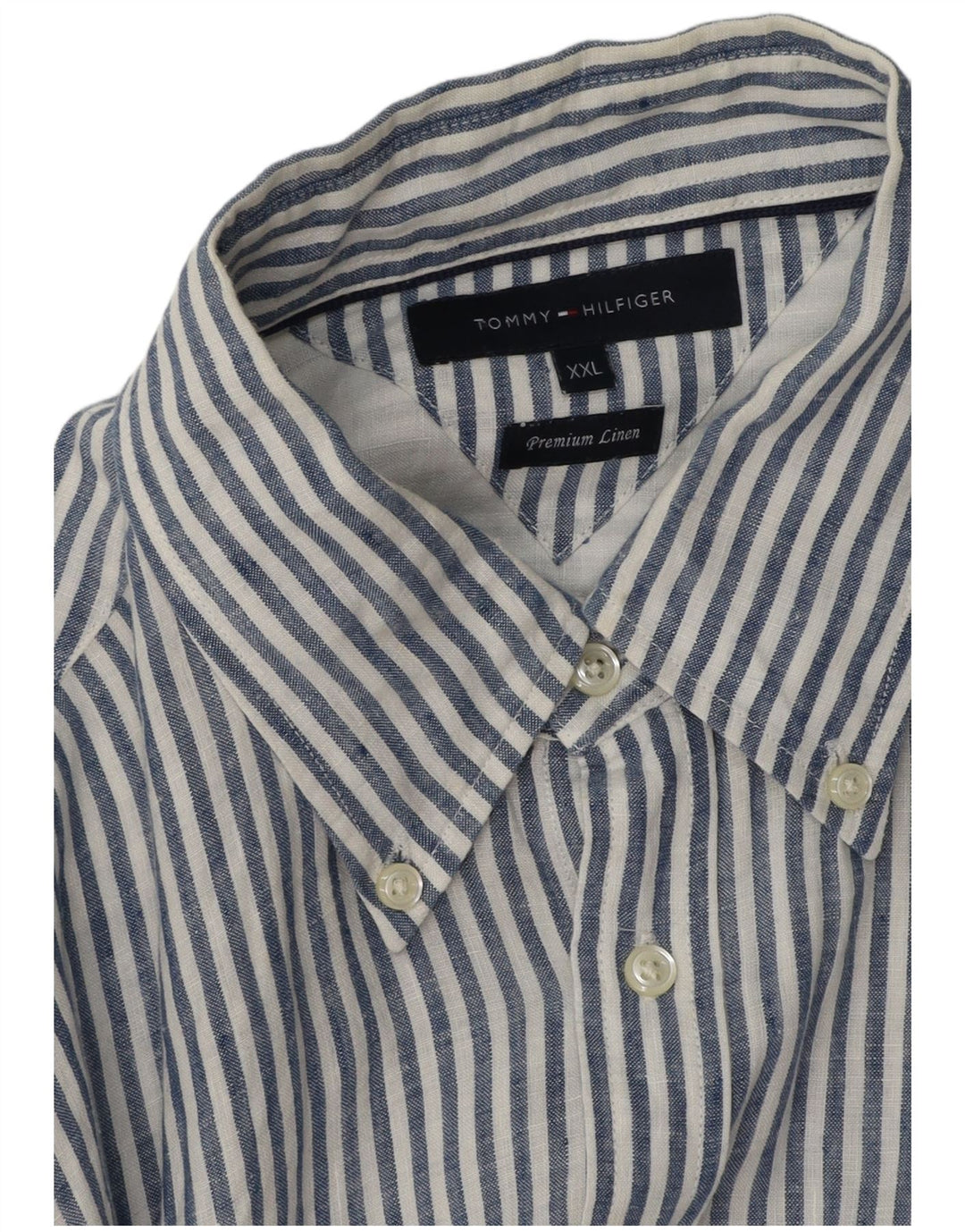 Camicia da uomo Tommy Hilfiger 2XL Lino gessato blu
