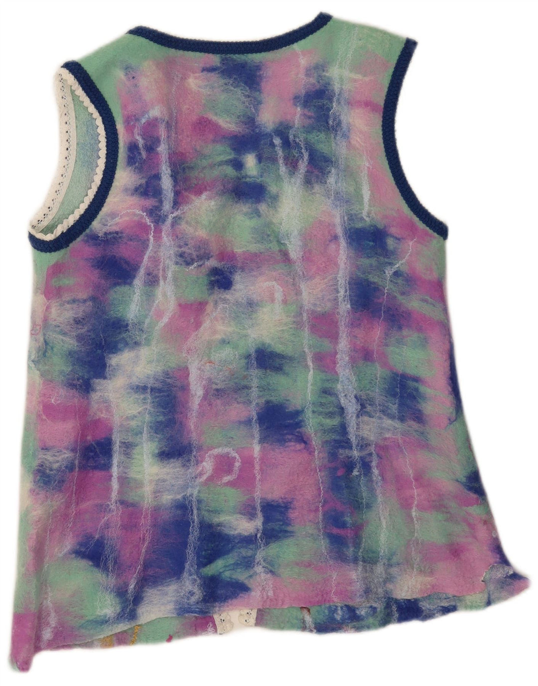 Top cardigan da donna vintage UK 12 floreale multicolore medio
