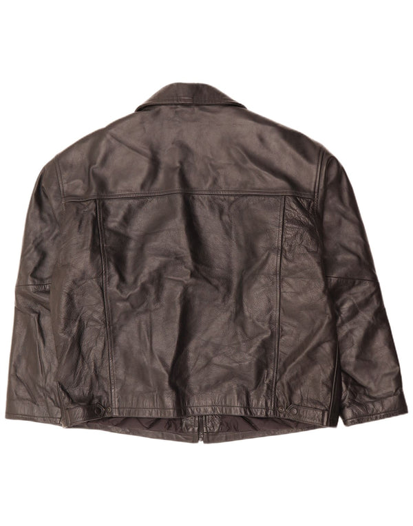 Giacca in pelle vintage da uomo UK 42 XL in pelle nera