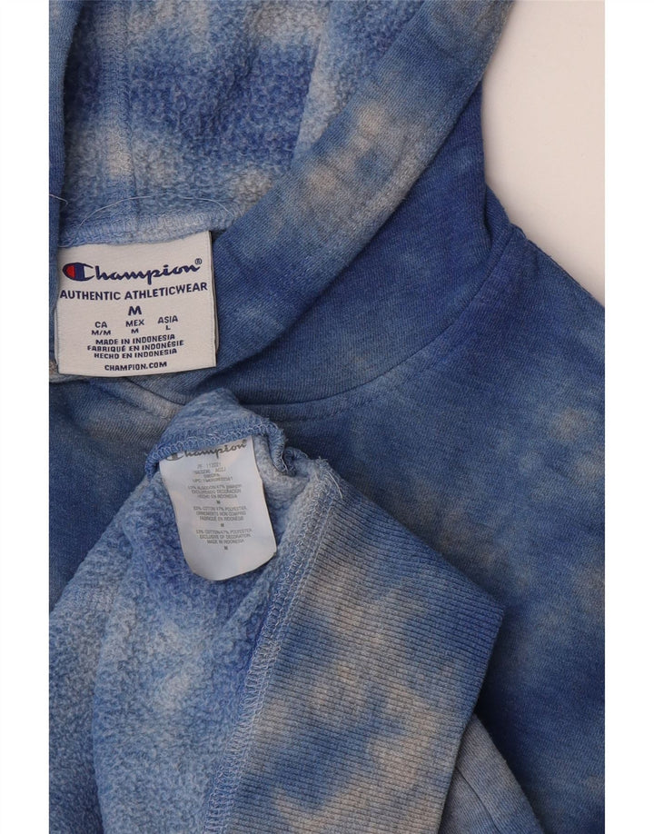 Felpa con cappuccio da uomo Champion in cotone tie dye blu medio