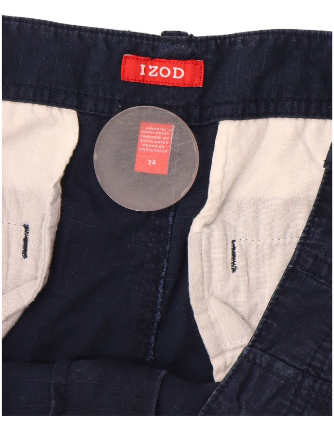 Pantaloncini cargo da uomo Izod W34 Large in cotone blu navy