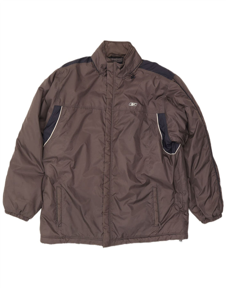 Giacca a vento con cappuccio da uomo Reebok UK 44 2XL Grigio Colourblock