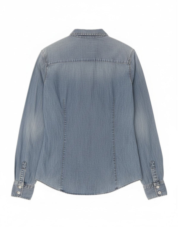 Camicia in denim da donna Zara UK 14 grande cotone blu