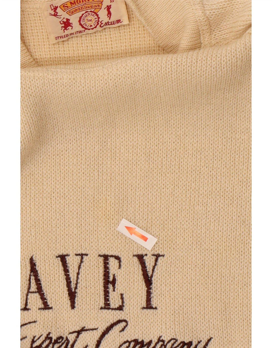 Maglione da uomo con collo alto e grafica S.Moritz, grande, beige