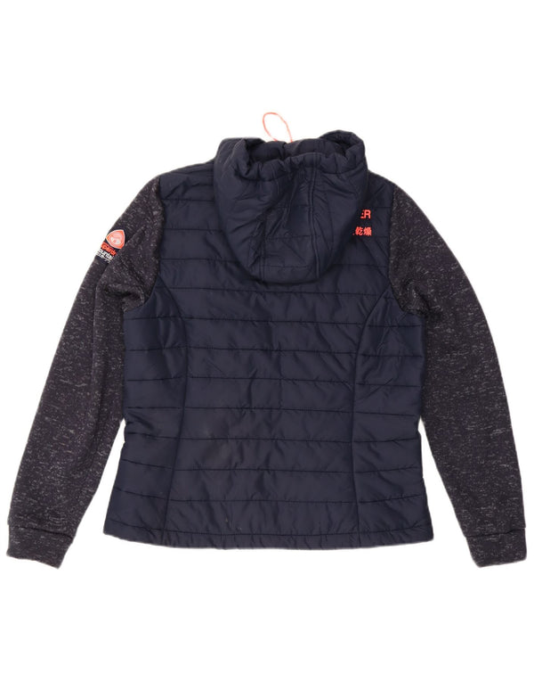 Maglione con cappuccio e zip ibrida da donna Superdry Storm UK 12 medio blu navy