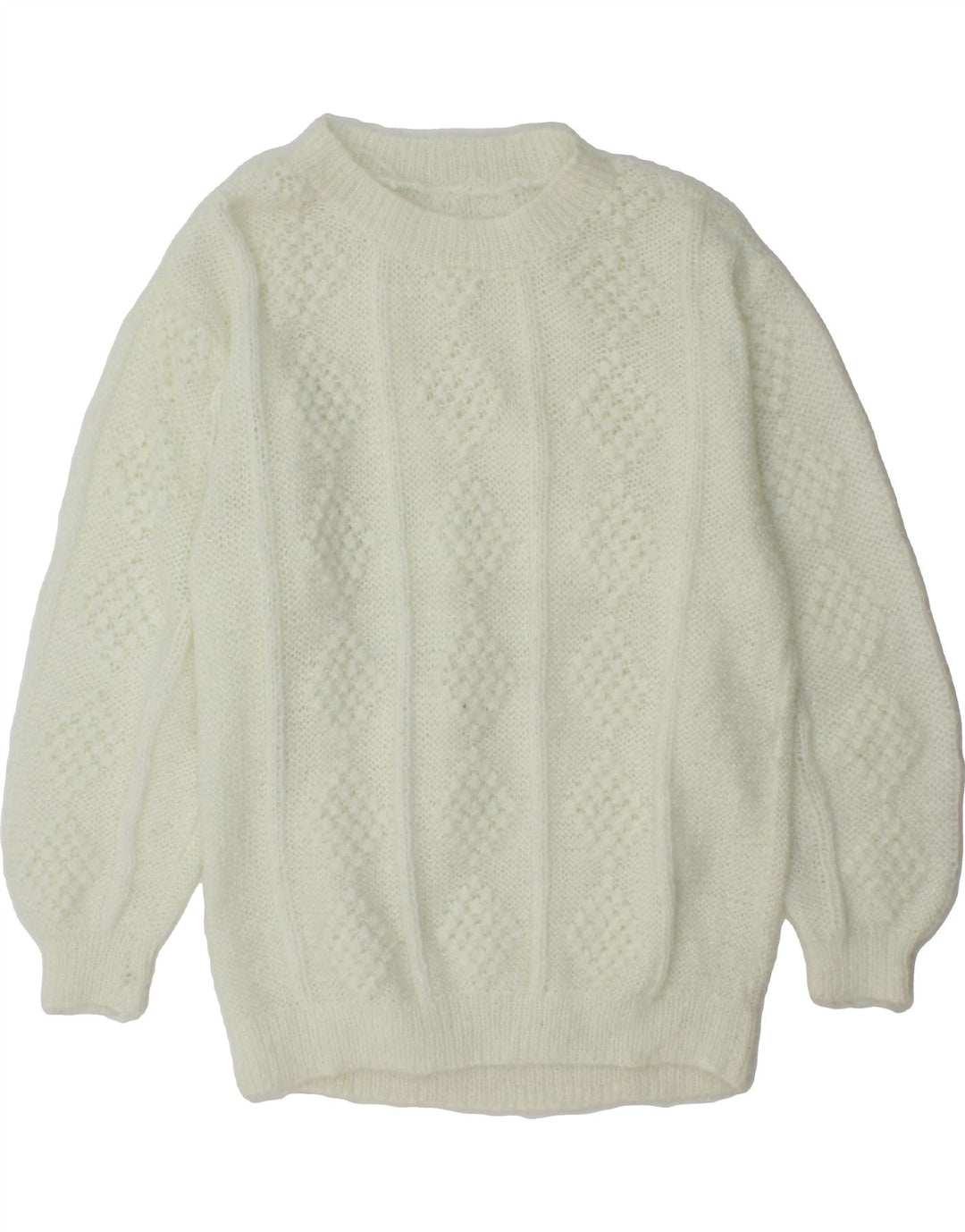 VINTAGE Womens Crew Neck Jumper Sweater UK 16 Large White Vintage Vintage and Second-Hand Vintage from Messina Hembry 