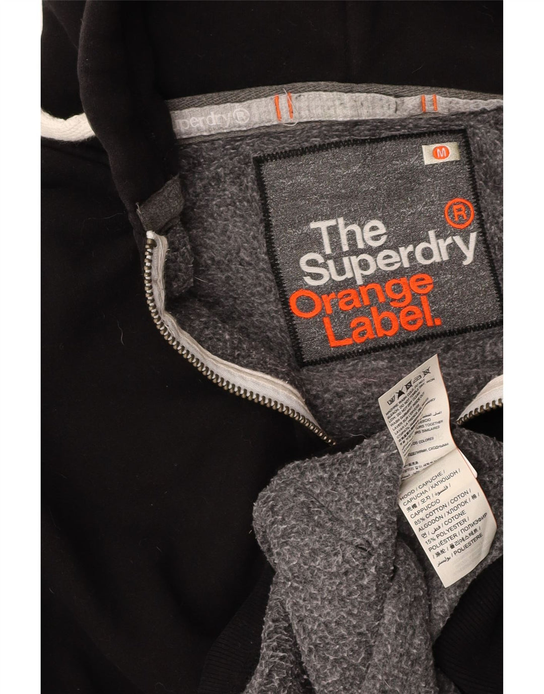 Maglione con cappuccio e zip da uomo SUPERDRY in cotone nero medio