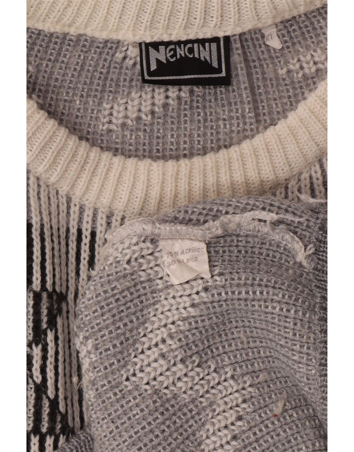 Maglione maglione scollo a barca da uomo VINTAGE XL bianco sporco classico Fair Isle