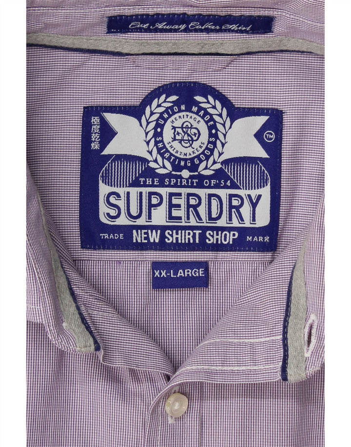 SUPERDRY Mens Shirt 2XL Purple Gingham Cotton Vintage Superdry and Second-Hand Superdry from Messina Hembry 