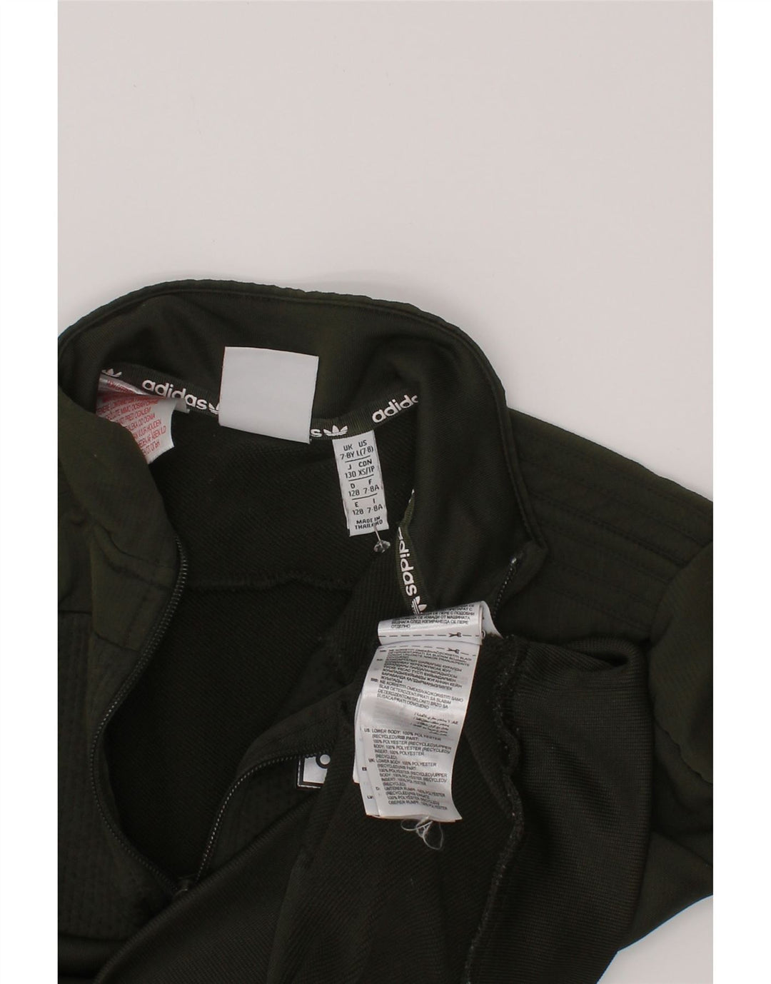 Felpa Adidas da ragazzo con grafica con zip e collo, 7-8 anni, in poliestere verde