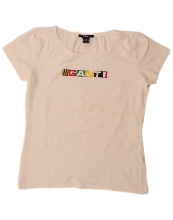 T-shirt grafica da donna Gant Top UK 20 2XL cotone bianco