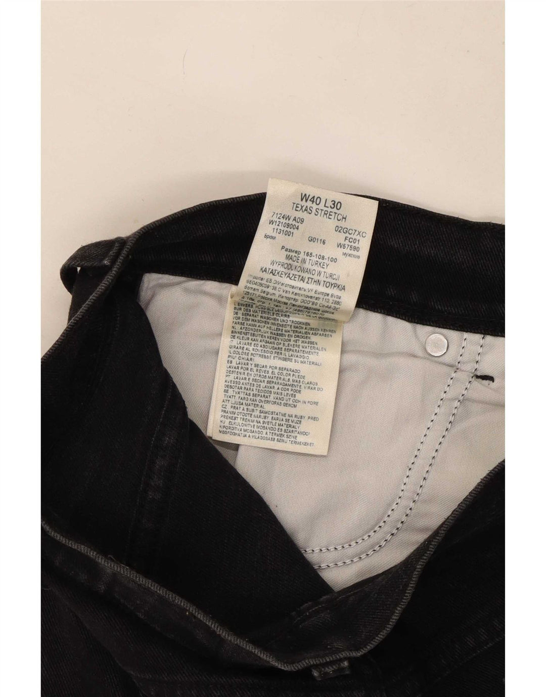 Jeans dritti elasticizzati Texas Wrangler da uomo W40 L30 cotone nero