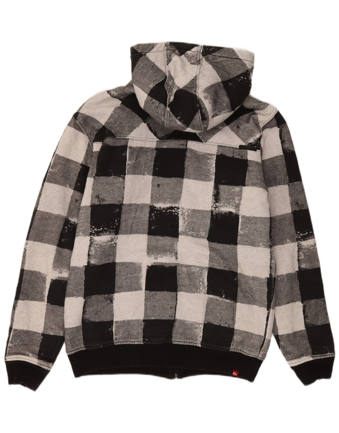 Maglione con cappuccio e zip da uomo Quiksilver in cotone a quadretti nero medio