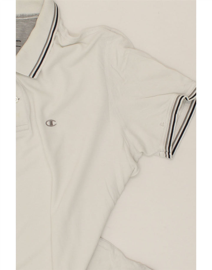 CHAMPION Mens Polo Shirt Large White Vintage Champion and Second-Hand Champion from Messina Hembry 
