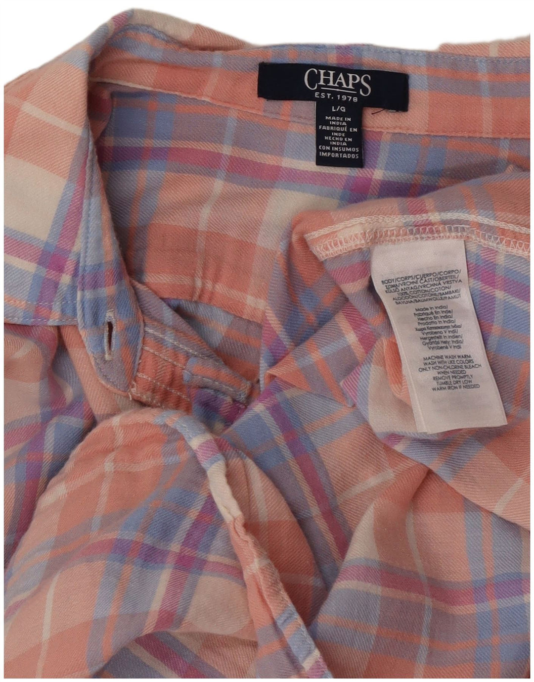 Camicia in flanella da donna Chaps UK 16 cotone a quadri rosa grande