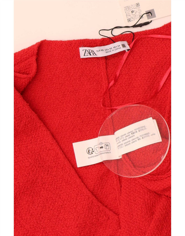 Top Zara da donna oversize con maniche a 3/4 UK 6 XS rosso poliestere