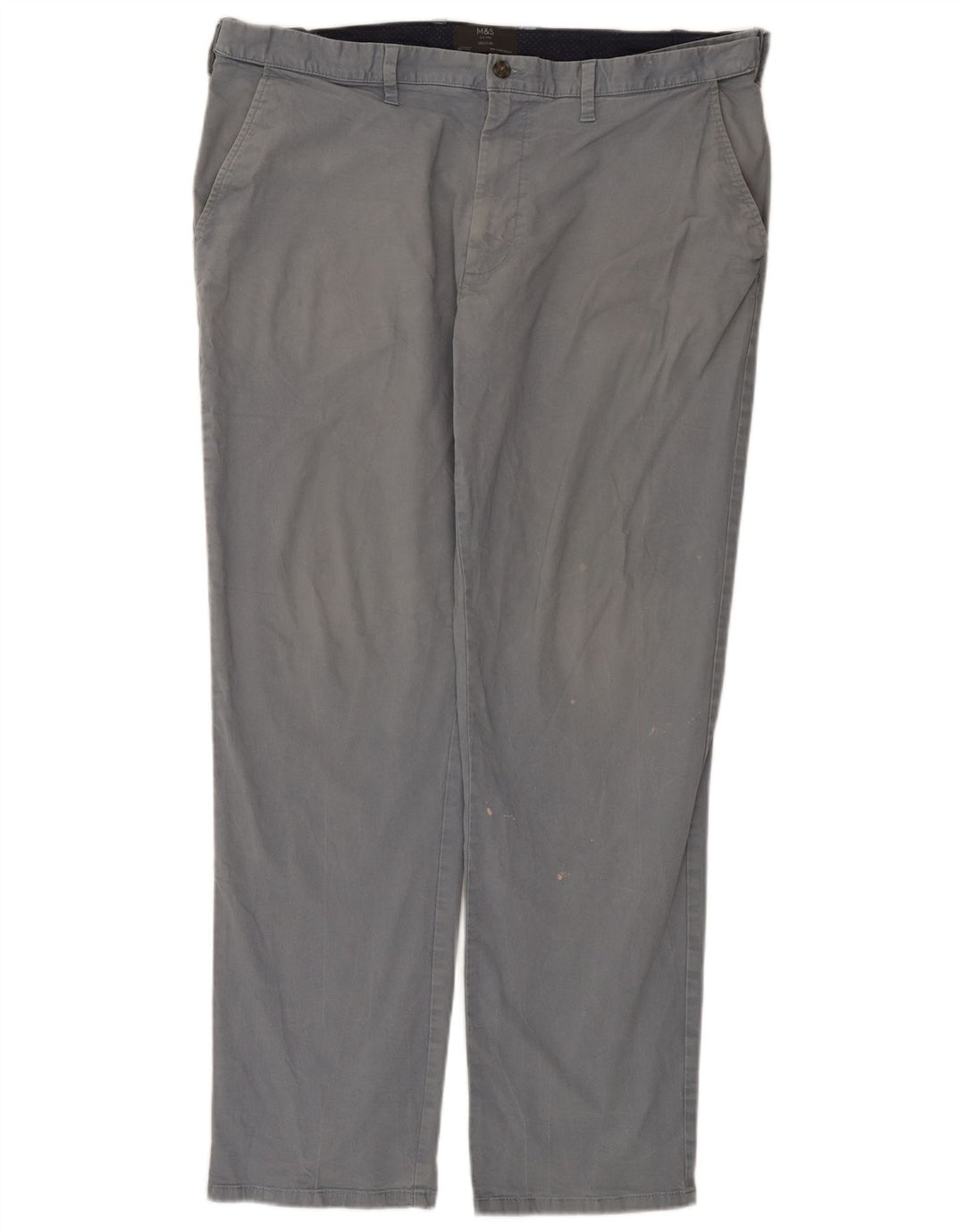 Pantaloni chino regolari da uomo Marks & Spencer W40 L33 cotone grigio
