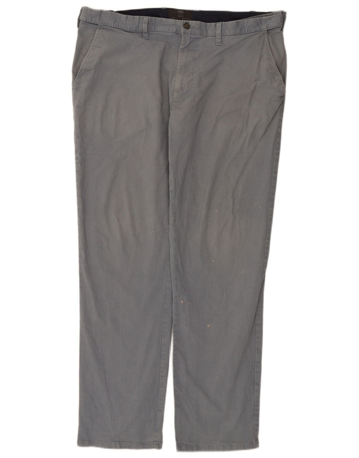 Pantaloni chino regolari da uomo Marks & Spencer W40 L33 cotone grigio