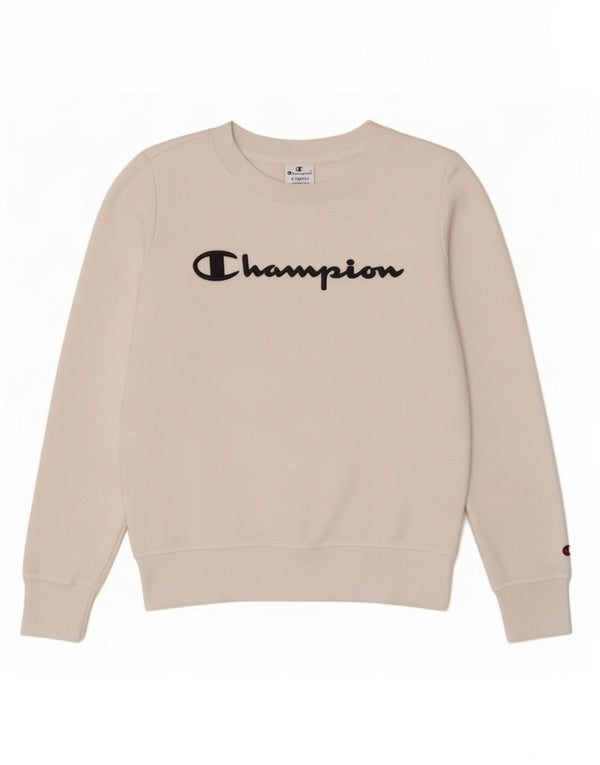 Felpa grafica Champion da donna con vestibilità rilassata, UK 6 XS, cotone bianco
