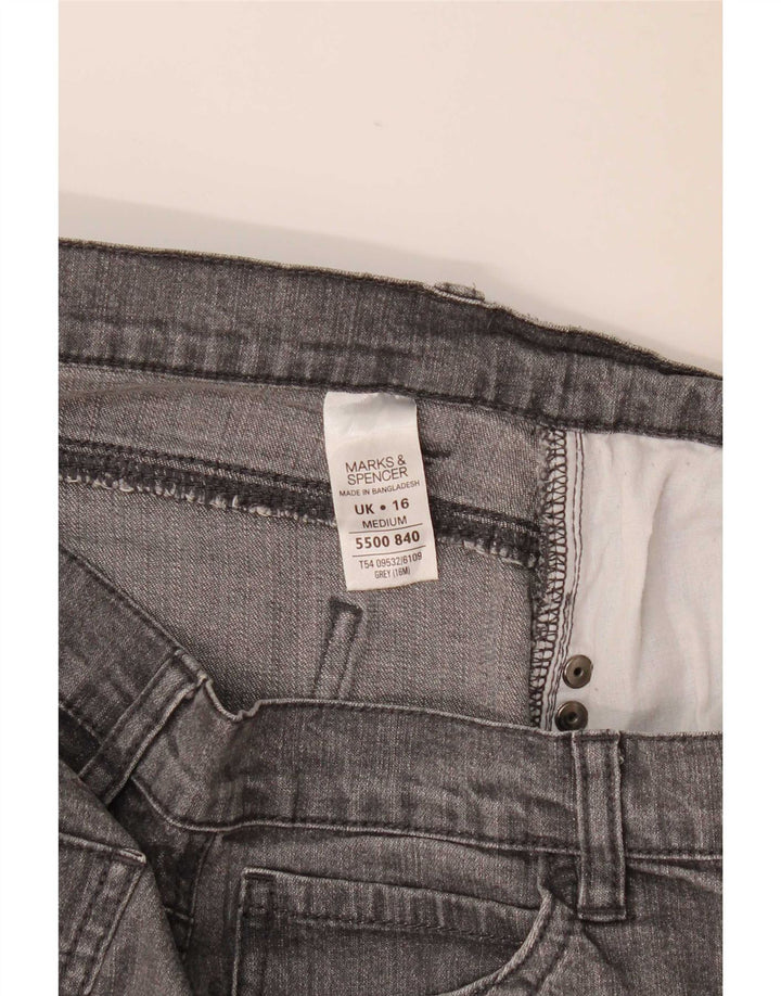 Jeans dritti da donna Marks & Spencer UK 16 Large W32 L30 Cotone grigio