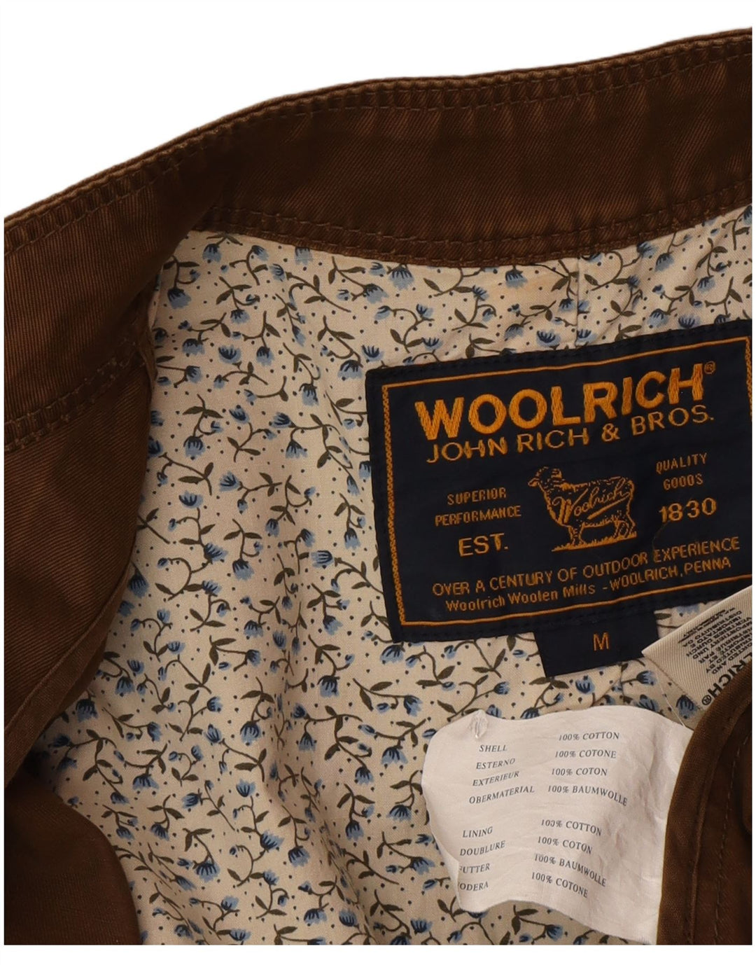 Giacca militare da donna Woolrich UK 12 Cotone marrone medio