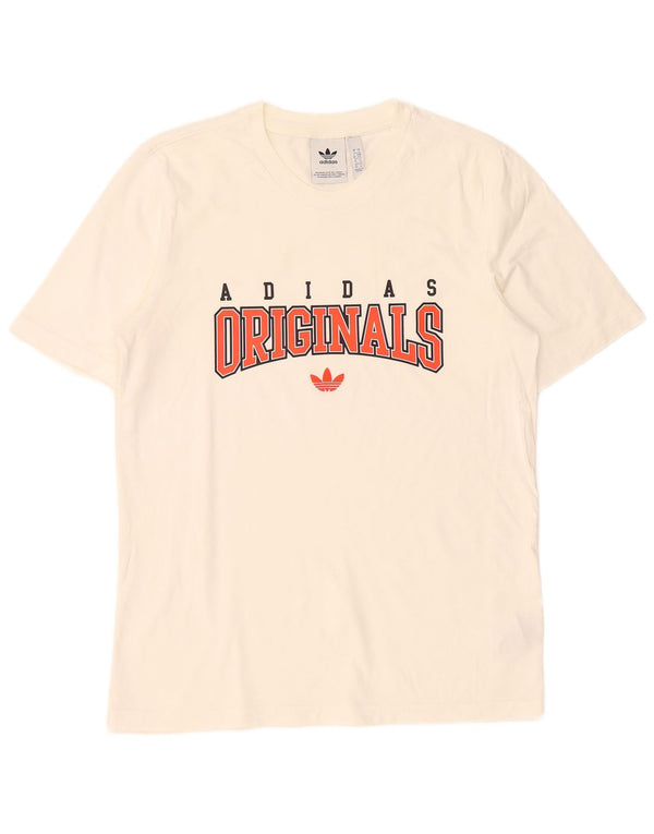 T-shirt grafica da uomo Adidas Top piccola in cotone bianco