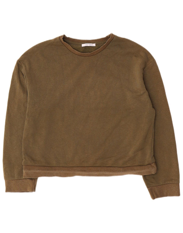 Felpa oversize da donna Zara, maglione UK 10, piccolo cotone kaki