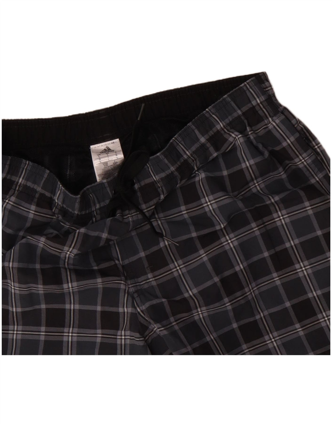 Pantaloncini da bagno da uomo Adidas grandi in poliestere a quadri neri