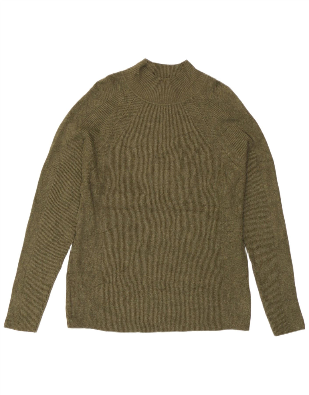 Maglione maglione a collo alto da donna Marks & Spencer UK 16 grande viscosa kaki