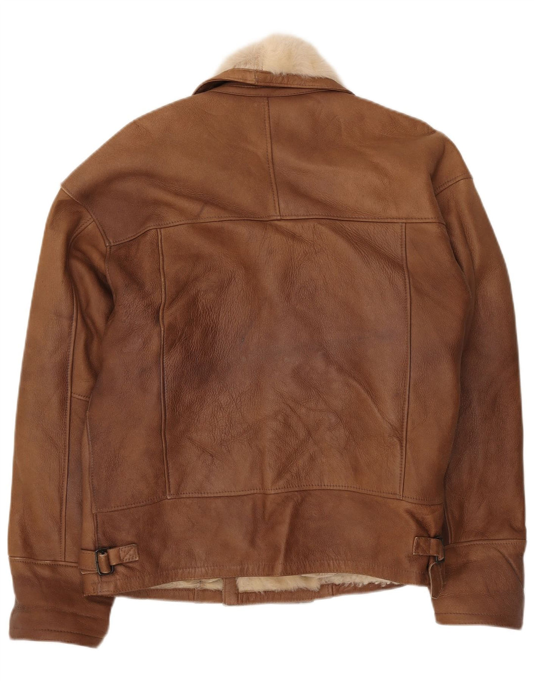 Giacca in shearling doppiopetto vintage da uomo UK 40 Large Marrone Colourblock