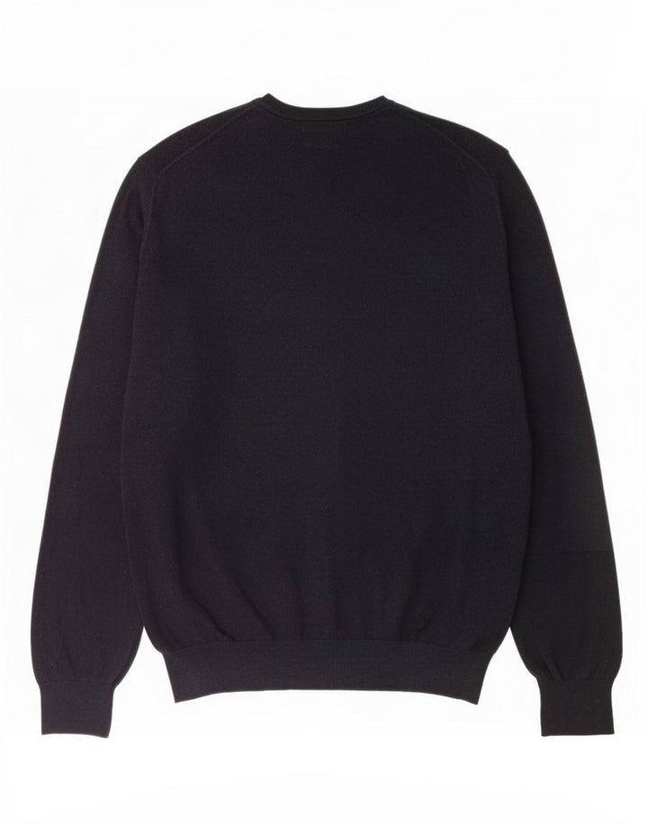 Massimo Dutti Maglione da uomo con scollo a V in cotone medio blu navy