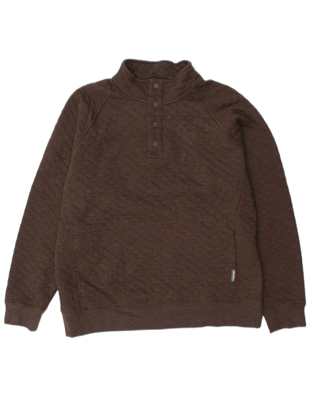 EDDIE BAUER Felpa da uomo con collo abbottonato Maglione in cotone marrone medio