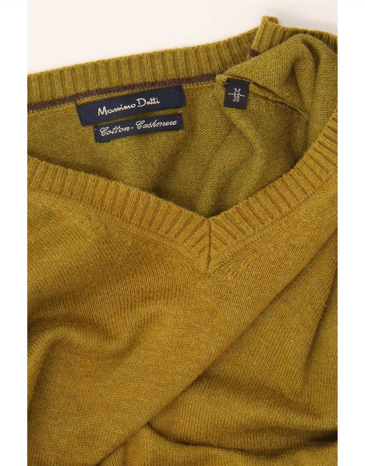 Massimo Dutti Maglione da uomo con scollo a V, cotone kaki medio