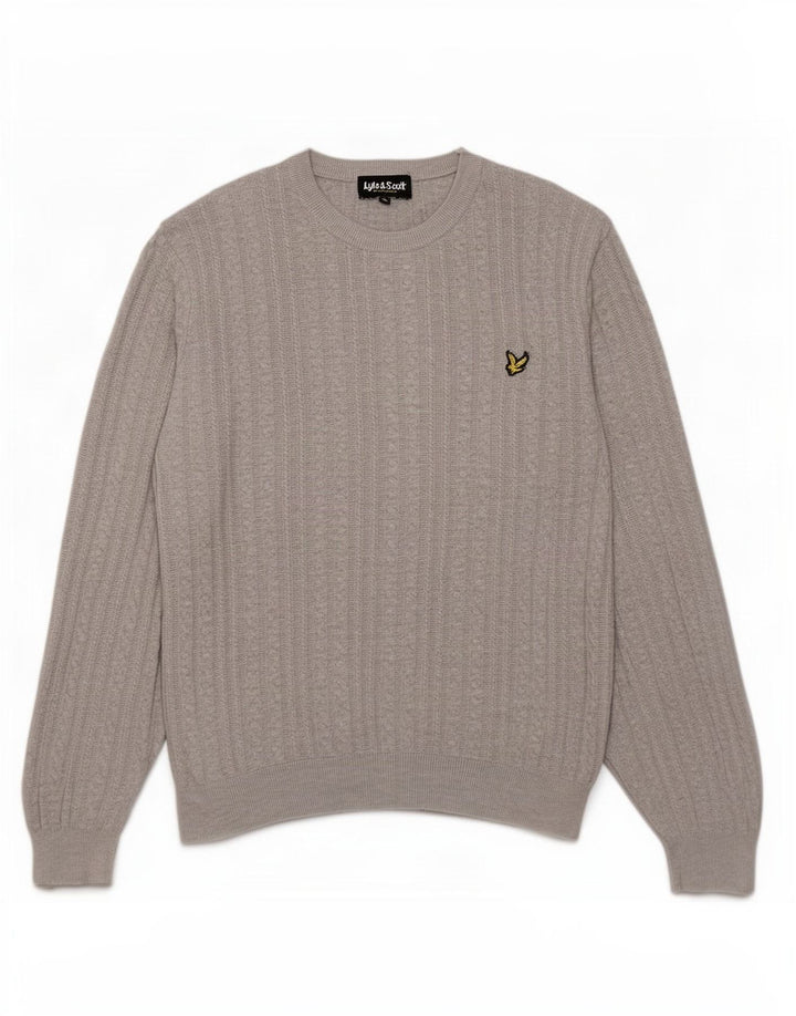 Lyle & Scott Maglione girocollo da uomo in cotone grigio grande