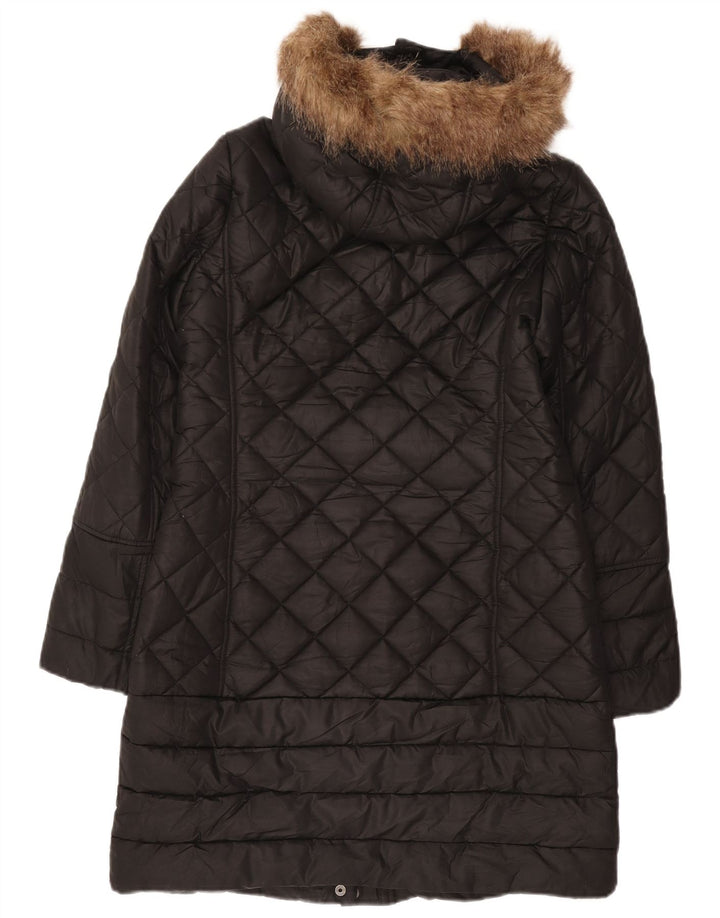 Cappotto trapuntato con cappuccio da donna Joules UK 10 piccolo poliestere nero