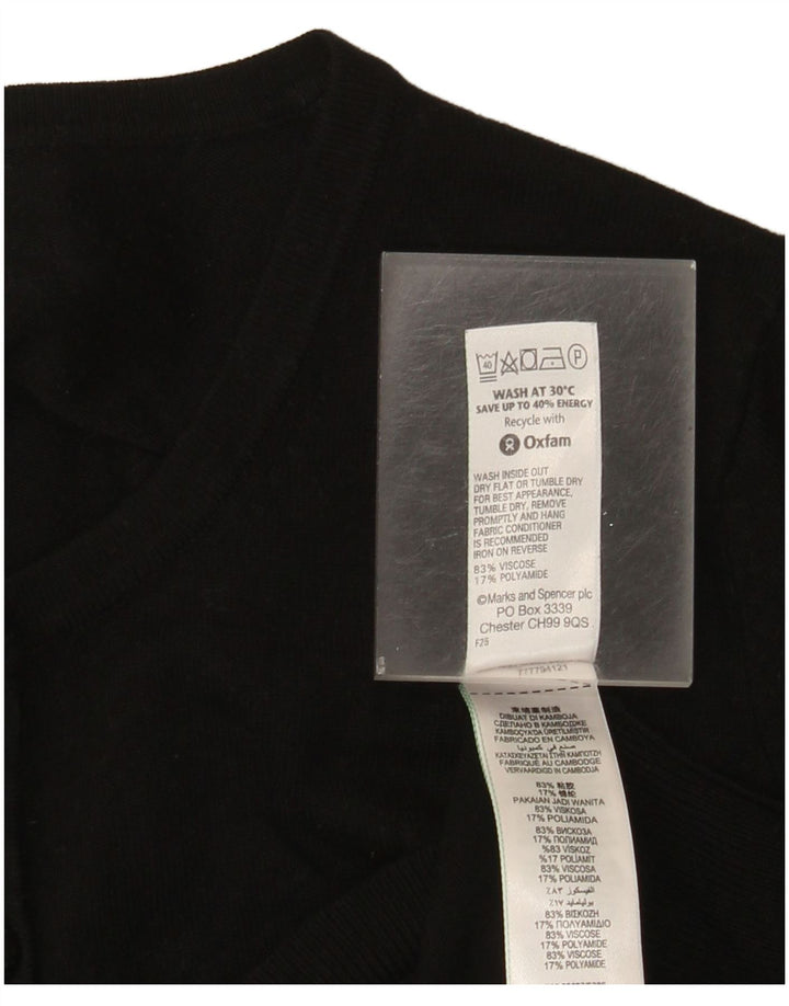 Maglione cardigan da donna Marks & Spencer UK 16 grande viscosa nera