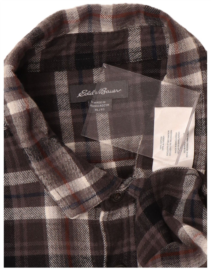 EDDIE BAUER Camicia da uomo in flanella a quadri XL in cotone a quadri marrone