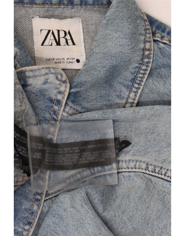 Giacca di jeans oversize da donna Zara UK 6 XS blu cotone