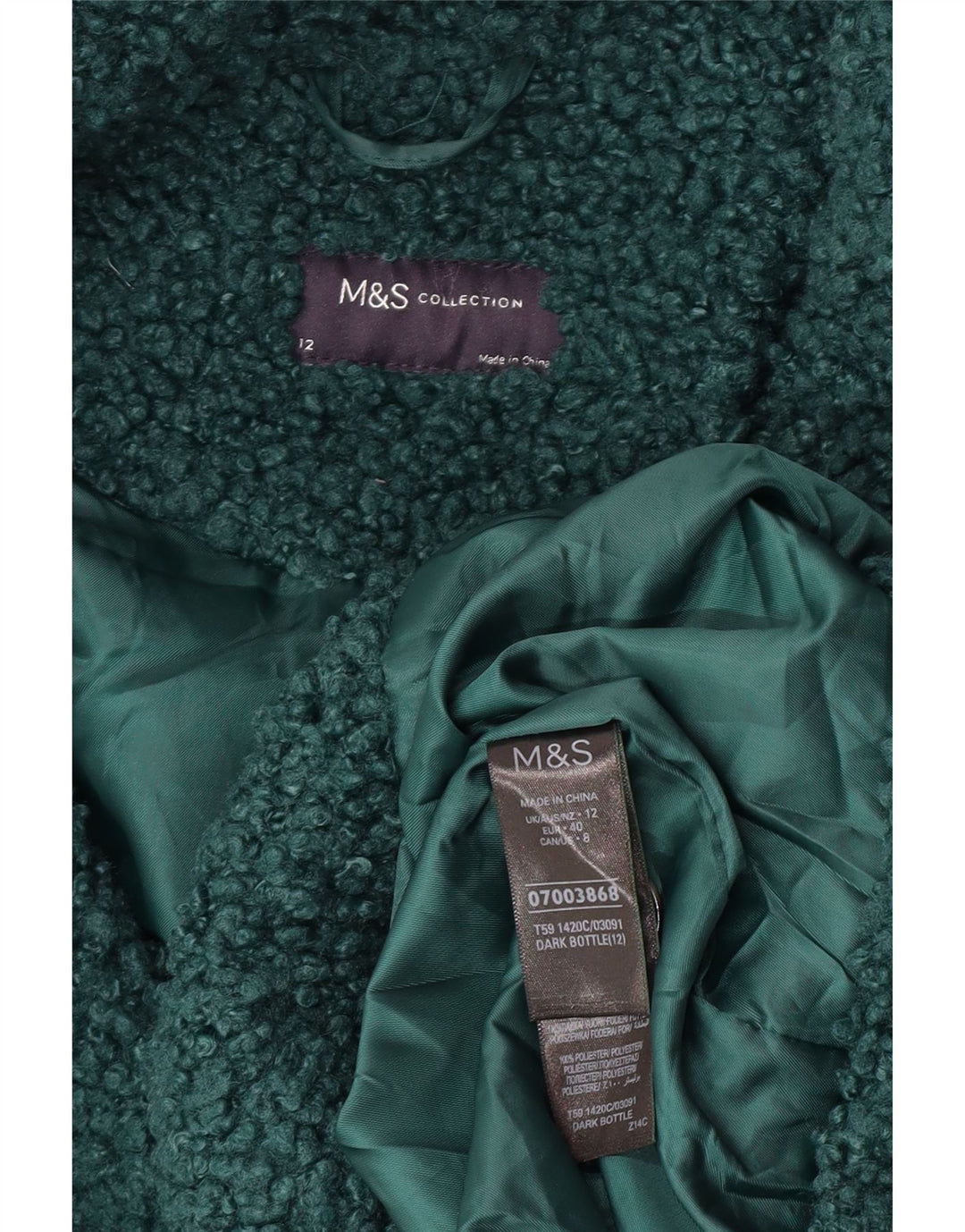Soprabito in pile da donna Marks & Spencer UK 12 poliestere verde medio