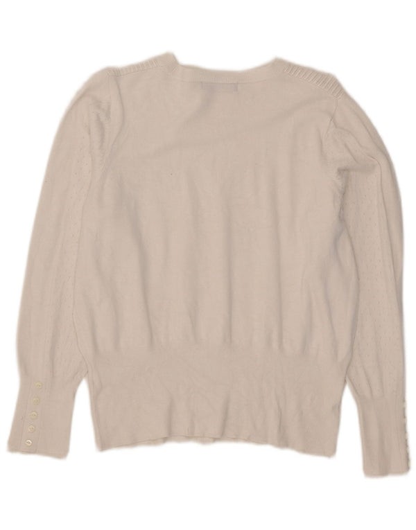 Maglione maglione girocollo da donna Marks & Spencer UK 14 medio bianco sporco