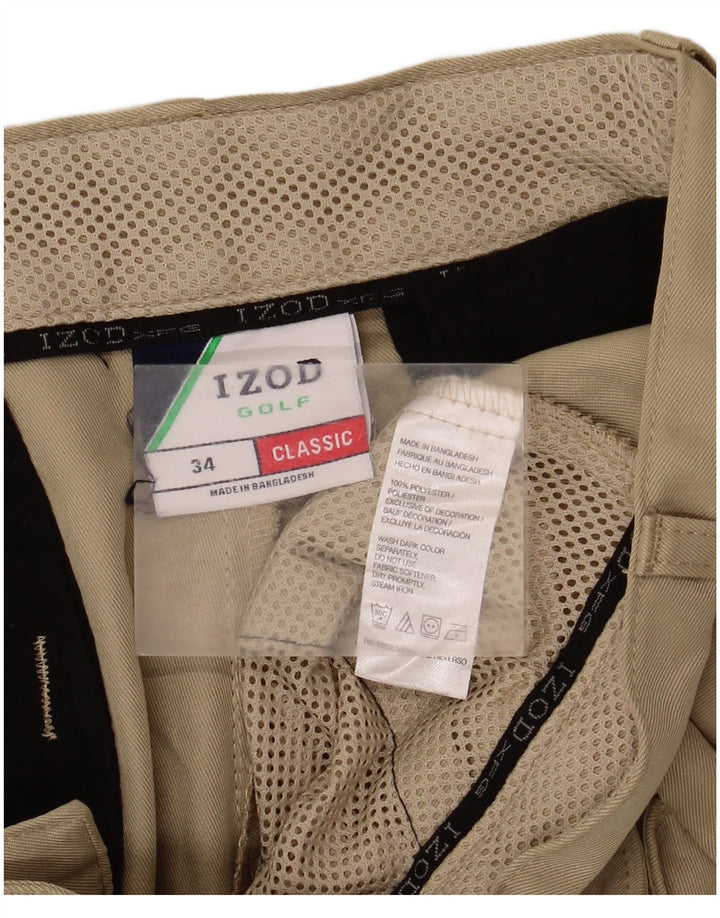 Pantaloncini cargo da uomo con vestibilità classica Izod W34 Large in poliestere kaki