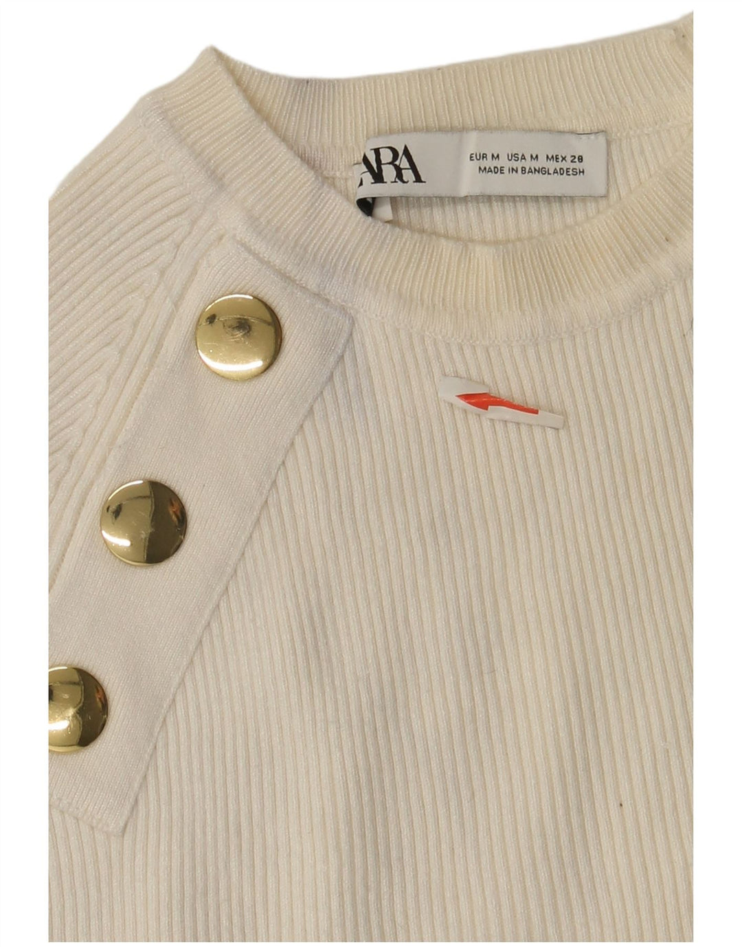 Maglione corto girocollo da donna Zara UK 12 bianco medio