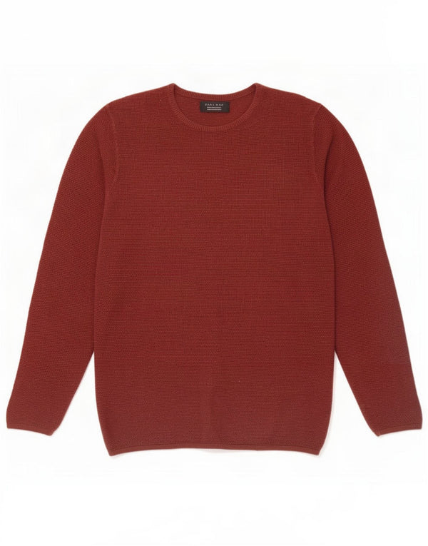 Maglione maglione girocollo da uomo Zara in cotone bordeaux medio