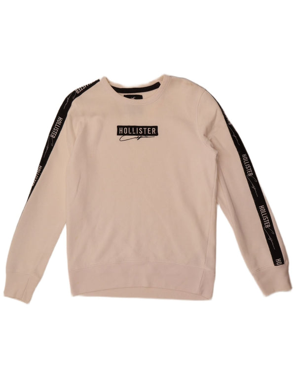 Hollister Felpa grafica da uomo Maglione Small White Colourblock Cotton